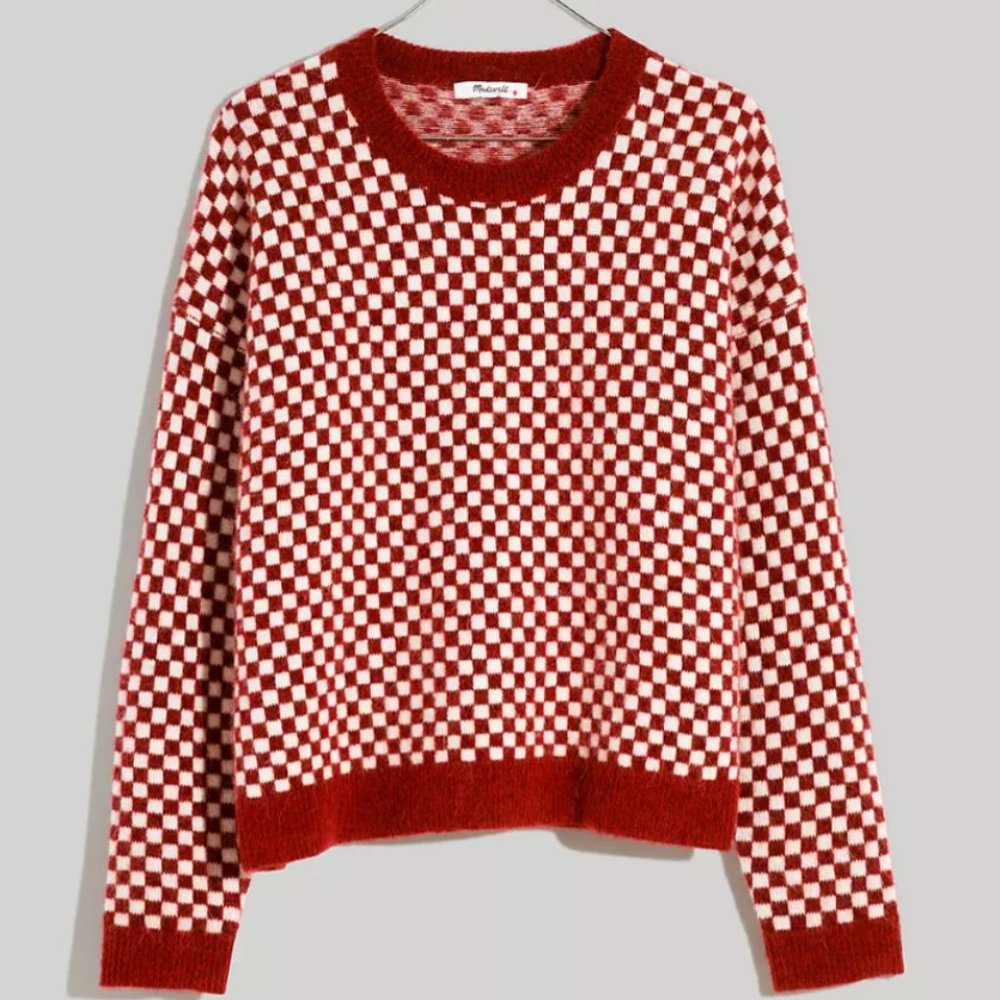 Madewell Checkerboard Jacquard Pullover / Checkered Sweater